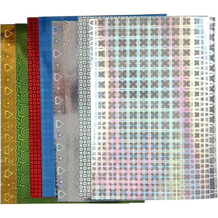 Holografisch papier, A4, vel 210x297 mm, 120 gr, 8 div vellen/ 1 doos