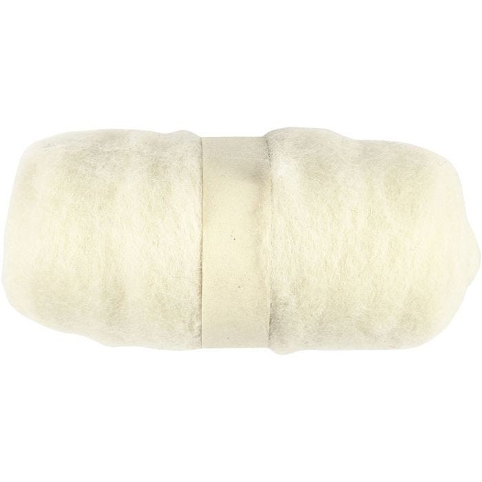 Gekaarde Wol, wit, 100 gr/ 1 bol