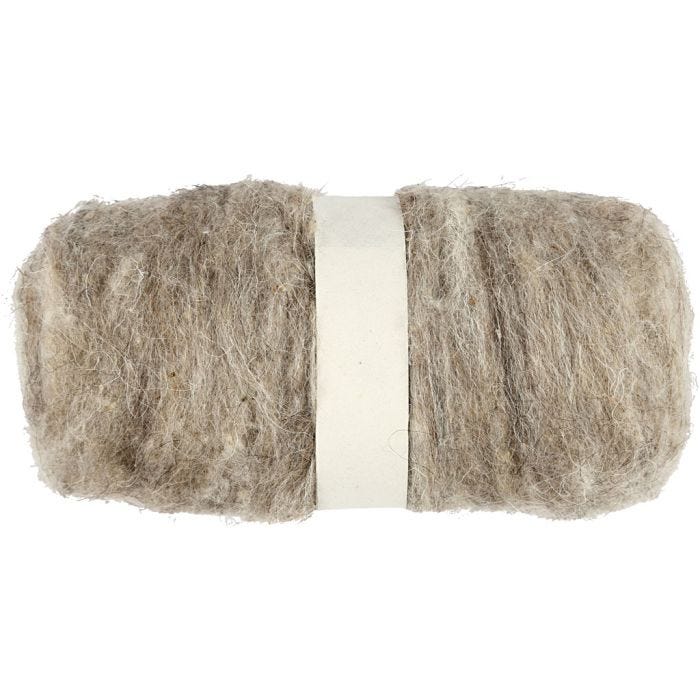 Gekaarde Wol, naturel, 100 gr/ 1 bol