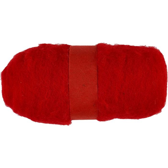 Gekaarde Wol, rood, 100 gr/ 1 bol