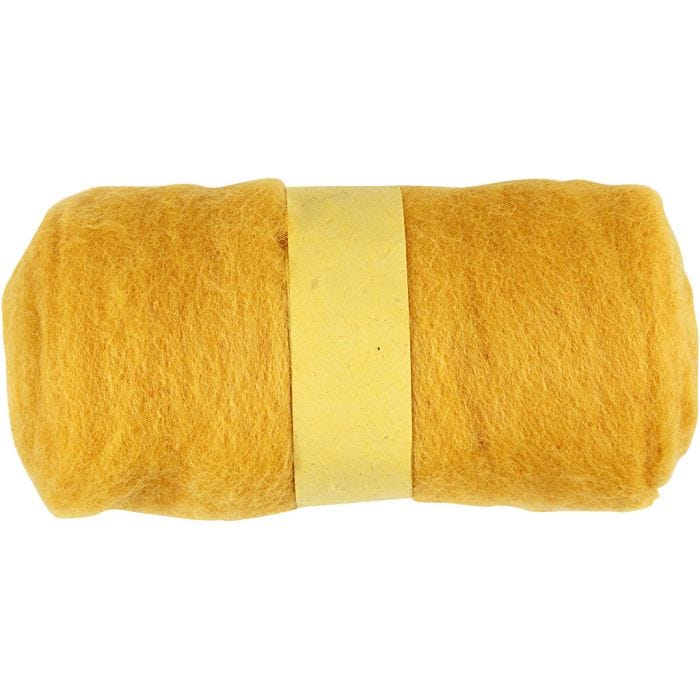Gekaarde Wol, geel, 100 gr/ 1 bol