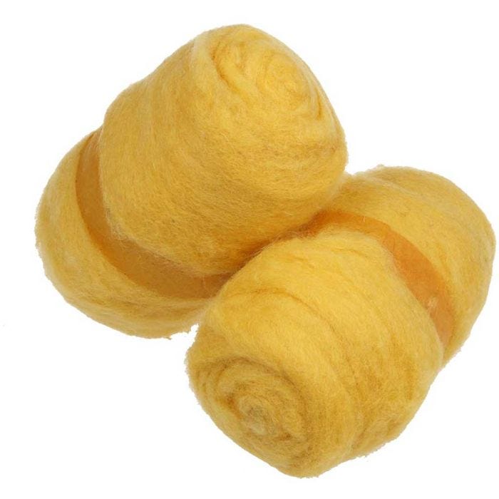 Gekaarde Wol, geel, 2x100 gr/ 1 bol