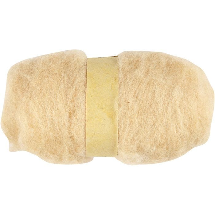 Gekaarde Wol, licht beige, 100 gr/ 1 bol