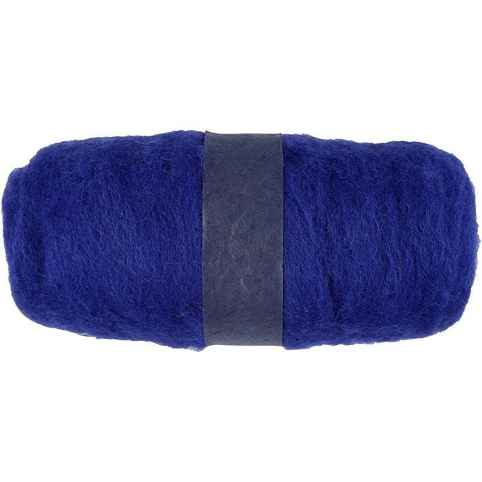 Gekaarde Wol, koningsblauw, 100 gr/ 1 bol