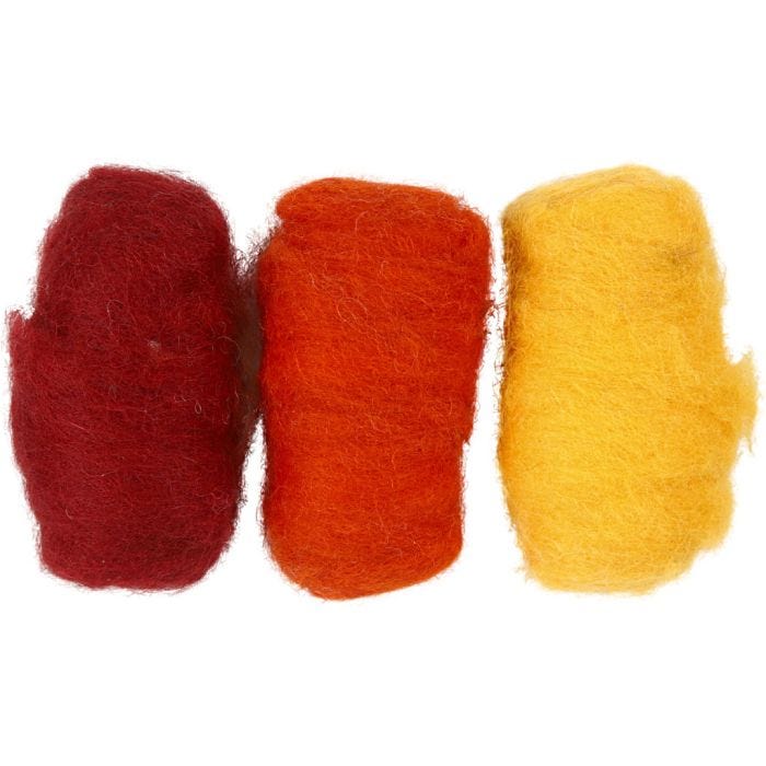Gekaarde Wol, geel/terracotta harmonie, 3x10 gr/ 1 doos
