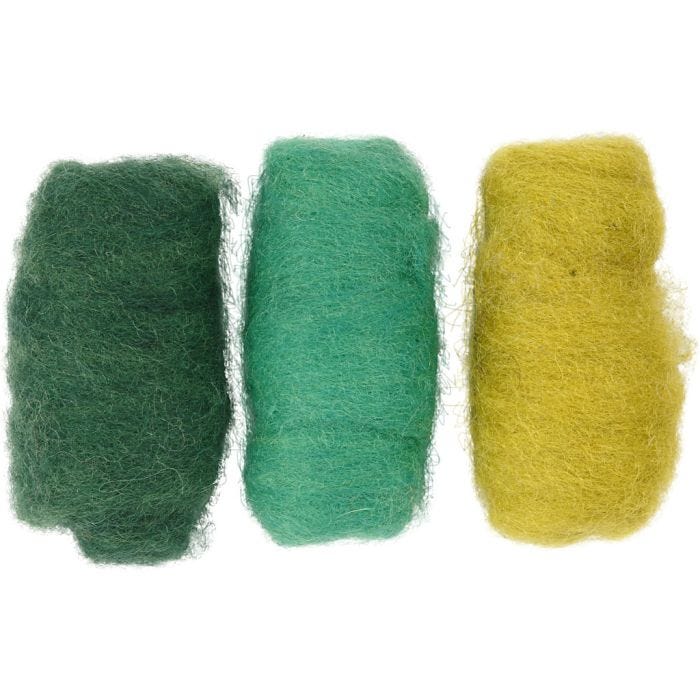 Gekaarde Wol, groen/turquoise harmonie, 3x10 gr/ 1 doos