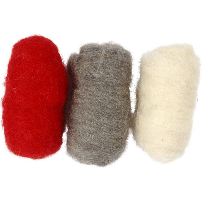 Gekaarde Wol, rood/wit harmonie, 3x10 gr/ 1 doos