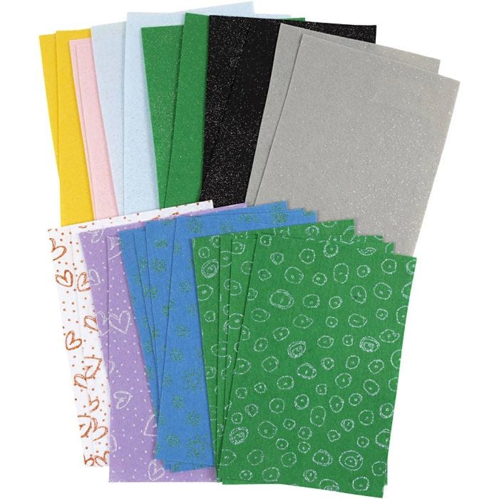 Hobbyvilt, vel 21x30 cm, dikte 1 mm, Inhoud kan variëren , diverse kleuren, 24 vel/ 1 doos