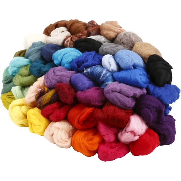 Merino Wol, 21 my, diverse kleuren, 20x20gr/ 1 doos