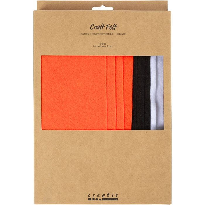 Hobbyvilt, A4, vel 210x297 mm, dikte 2 mm, halloween kleuren, 10 stuk/ 1 doos