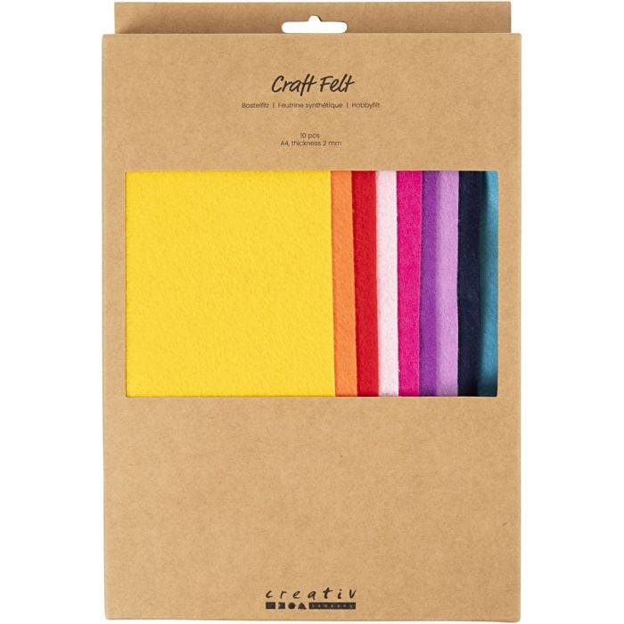 Hobbyvilt, A4, vel 210x297 mm, dikte 2 mm, kleurrijk, 10 stuk/ 1 doos