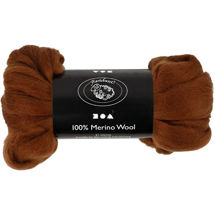 Merino Wol, 21 my, bruin, 100gr/ 1 doos