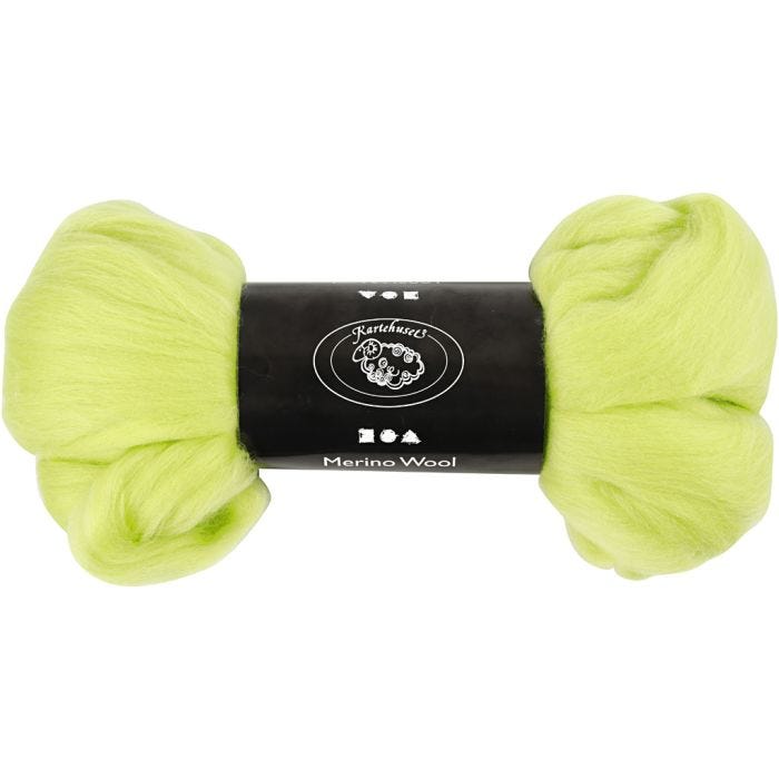 Merino Wol, 21 my, lime groen, 100gr/ 1 doos