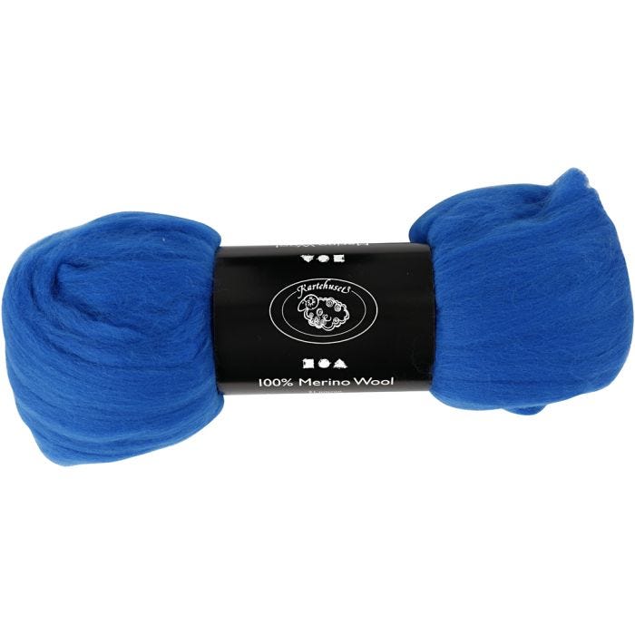 Merino Wol, 21 my, kobalt blauw, 100gr/ 1 doos