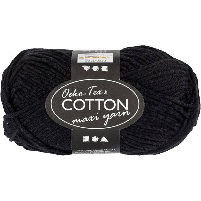 Katoengaren, afm 8/8, L: 80-85 M, zwart, 50 gr/ 1 bol