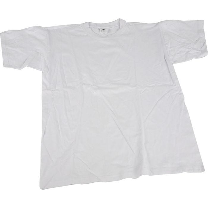 T-shirts, B: 40 cm, afm 7-8 jaar, ronde hals, wit, 1 stuk