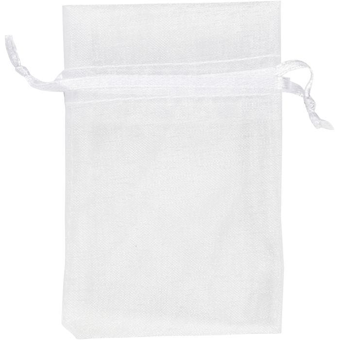 Organza zakjes, 7x10 cm, wit, 10stuk/ 1 doos