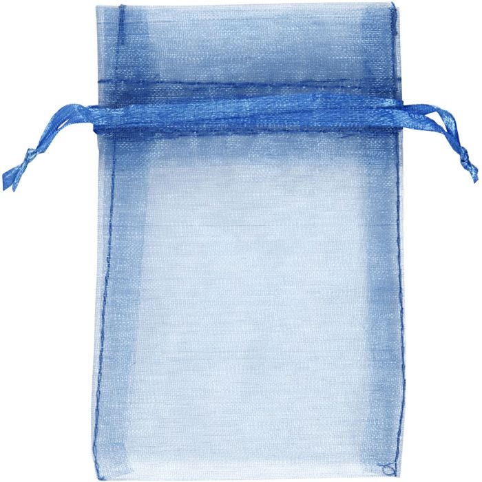 Organza zakjes, 7x10 cm, blauw, 10stuk/ 1 doos