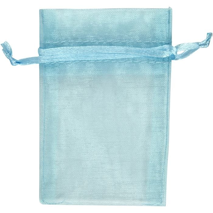Organza zakjes, afm 7x10 cm, lichtblauw, 10 stuk/ 1 doos