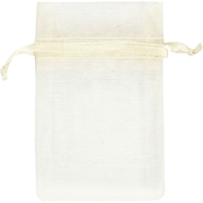 Organza zakjes, 7x10 cm, off-white, 10stuk/ 1 doos