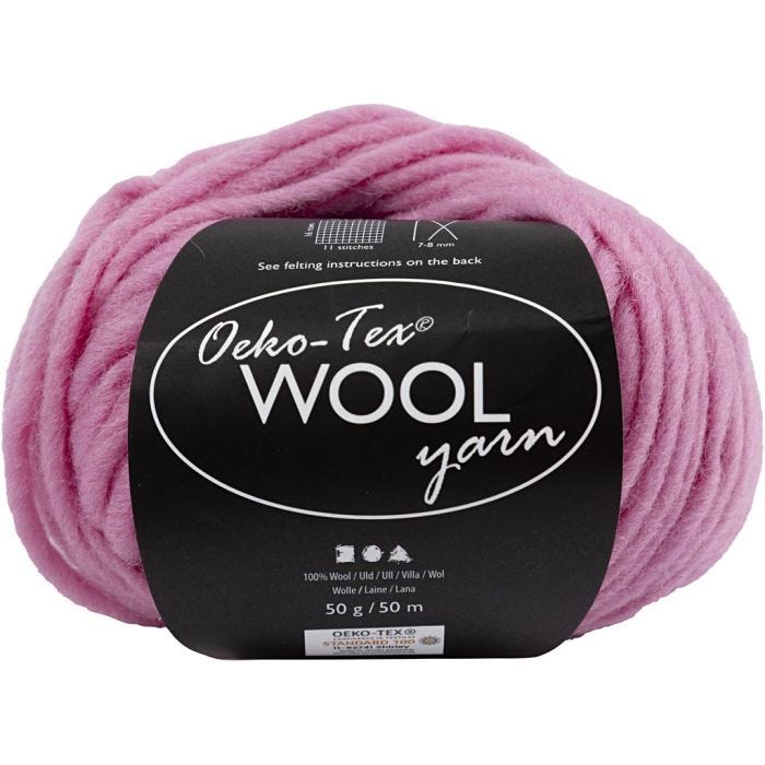 Wolgaren, L: 50 M, lichtroze, 50 gr/ 1 bol