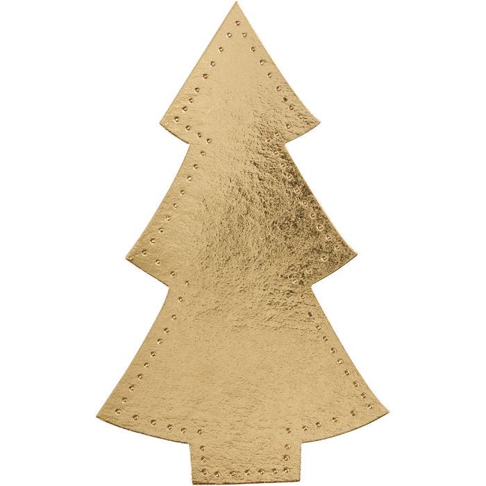 Kerstboom, H: 18 cm, B: 11 cm, 350 gr, goud, 4 stuk/ 1 doos