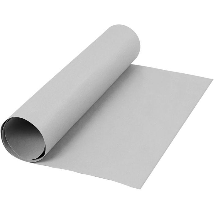 Faux Leather Papier, B: 50 cm, unikleurig, 350 gr, grijs, 1m/ 1 rol