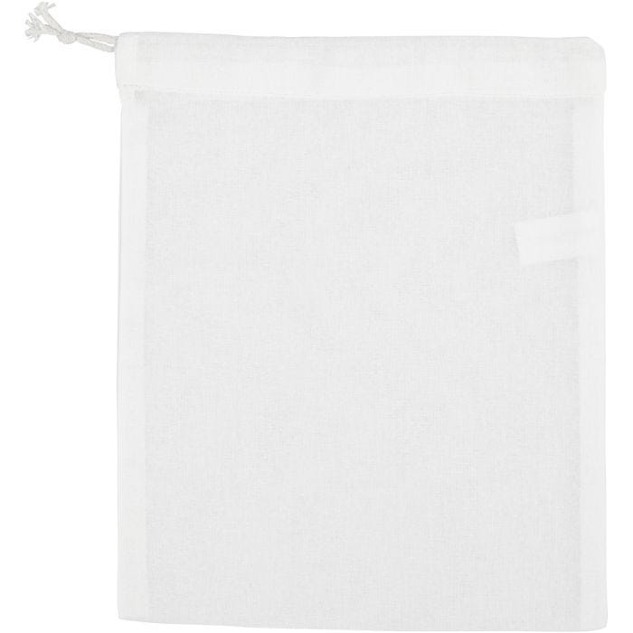 Stoffen tas, afm 21x25 cm, 130 gr, wit, 1 stuk