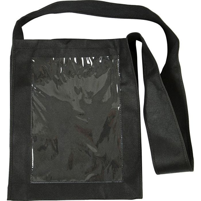 Tas met plastic voorkant, 40x34x8 cm, zwart, 1 stuk