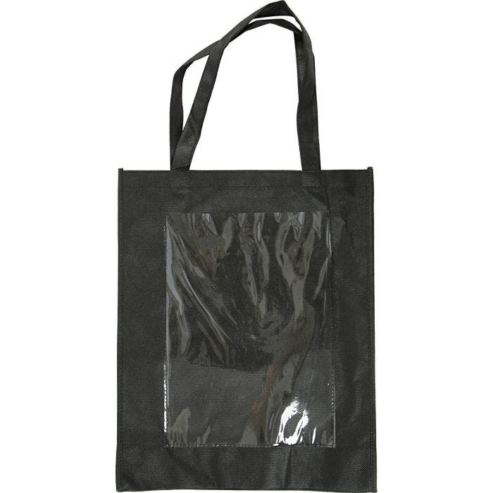 Tas met plastic voorkant, afm 42x34x12 cm, zwart, 1 stuk