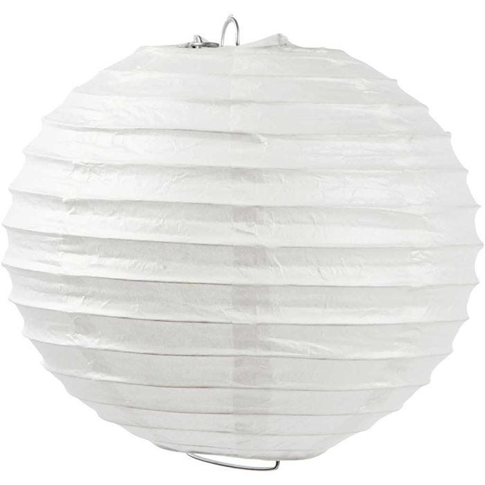 Rijstpapier lamp, Rond, d 20 cm, wit, 1 stuk