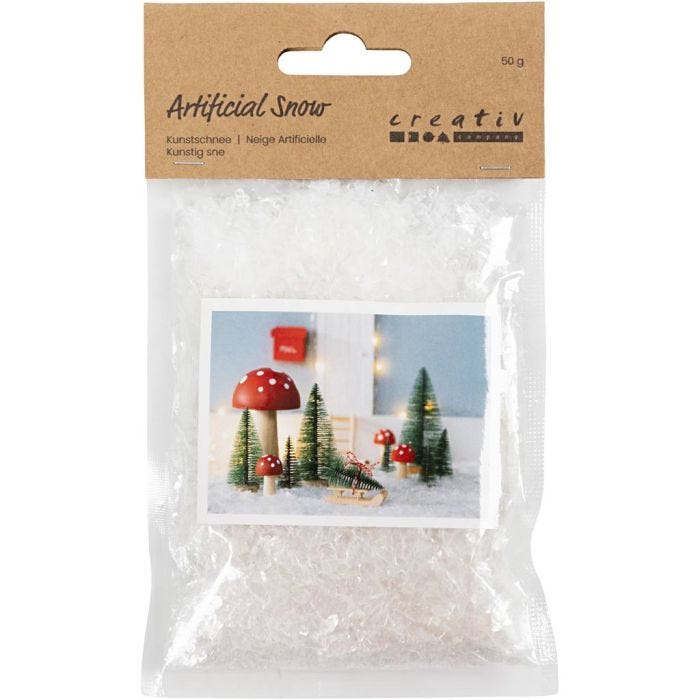 Kunstsneeuw, wit glitter, 50 gr/ 1 zak