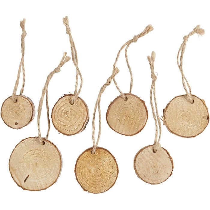 Houten schijf met ophangoog, d 35-45 mm, dikte 7 mm, 7 stuk/ 1 doos
