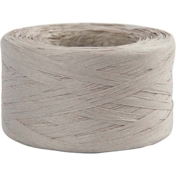Papier Raffia Garen, B: 7-8 mm, lichtgrijs, 100 m/ 1 rol