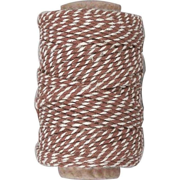 Katoenkoord, 1,1 mm, bruin/wit, 50m/ 1 rol