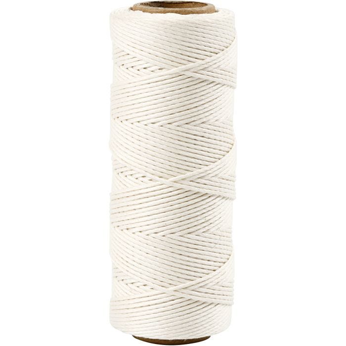 Bamboekoord, dikte 1 mm, wit, 65 m/ 1 rol
