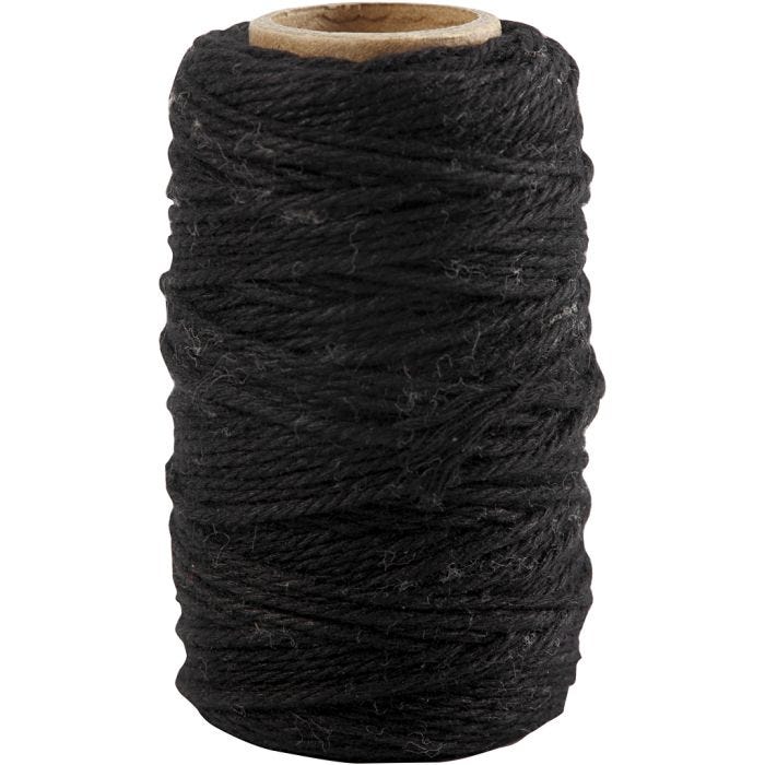 Katoenkoord, 1,1 mm, zwart, 50m/ 1 rol