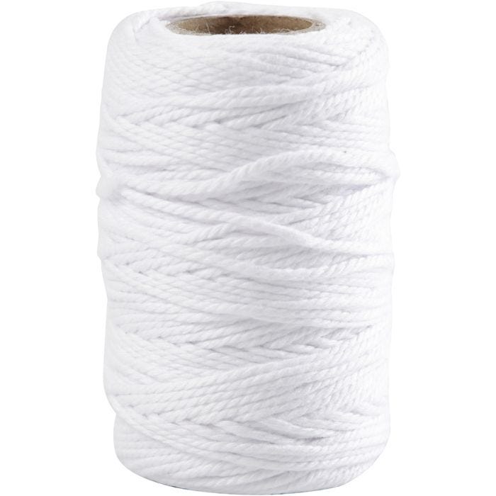 Katoenkoord, 1,1 mm, wit, 50m/ 1 rol