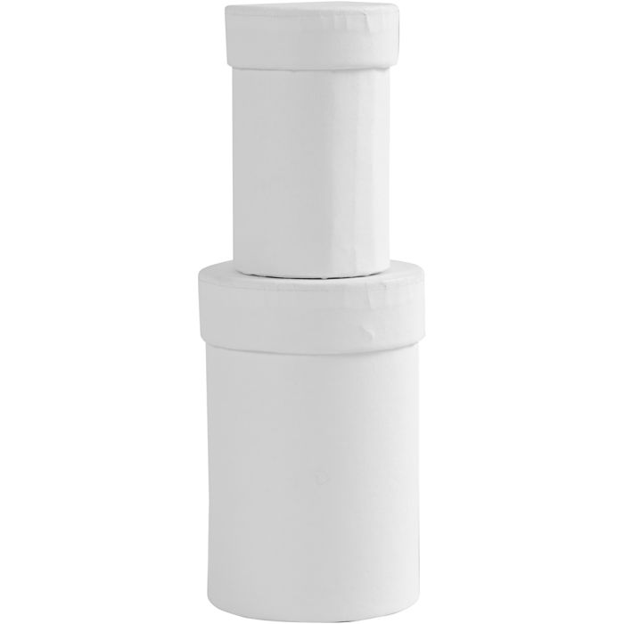 Ronde dozen, H: 7+9 cm, afm 4,5+6 cm, wit, 2 stuk/ 1 set