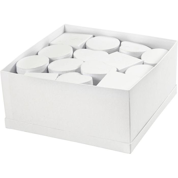 Dozen in displaybox, H: 5 cm, d 10-12 cm, wit, 27 stuk/ 1 doos