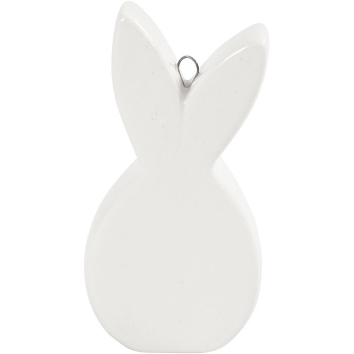 Konijn, L: 7,2 cm, B: 3,6 cm, dikte 1,4 cm, wit, 12 stuk/ 1 doos