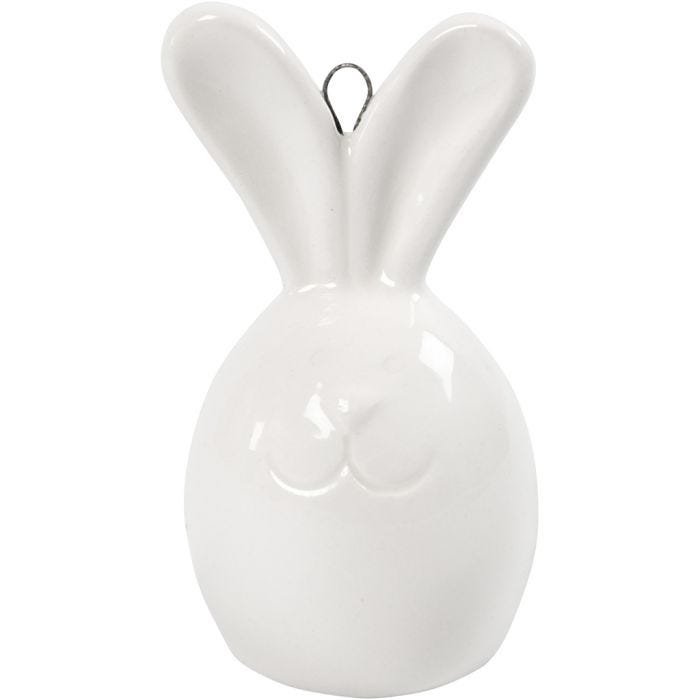 Konijn, H: 6,7 cm, d 3,6 cm, wit, 3 stuk/ 1 doos
