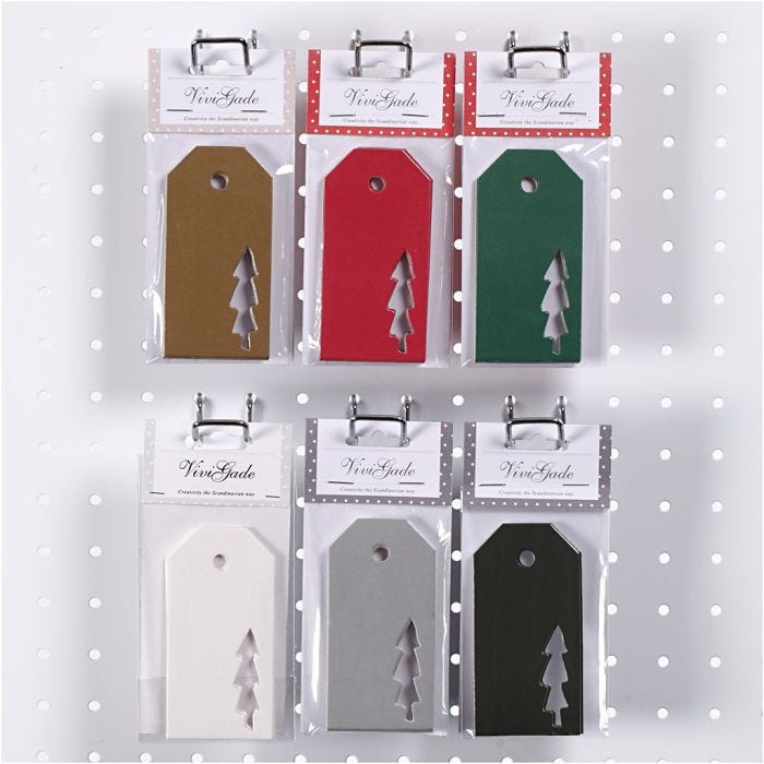Cadeaulabels, kerstboom, afm 5x10 cm, 300 gr, 6x10 doos/ 1 doos