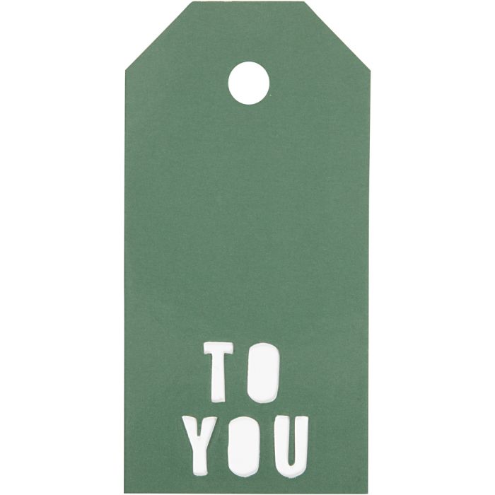 Cadeaulabels, TO YOU, afm 5x10 cm, 300 gr, groen, 15 stuk/ 1 doos