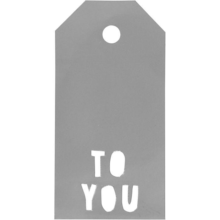 Cadeaulabels, TO YOU, afm 5x10 cm, 300 gr, zilver, 15 stuk/ 1 doos