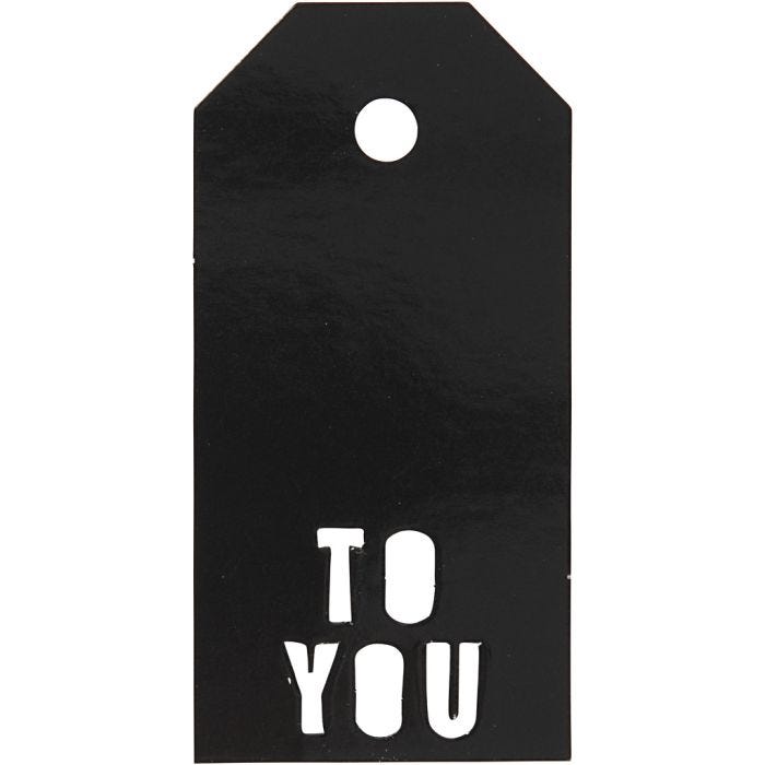 Cadeaulabels, TO YOU, afm 5x10 cm, 300 gr, zwart, 15 stuk/ 1 doos