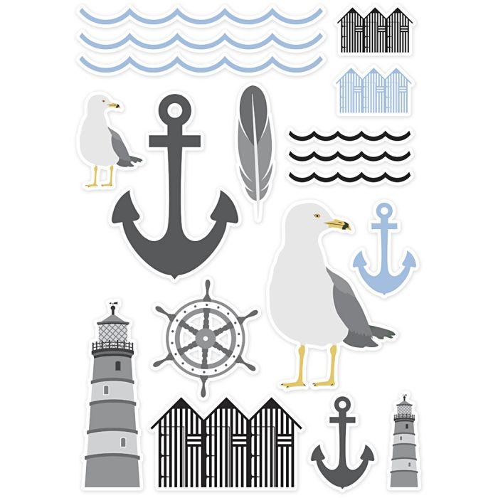Labels, 3,1-11,4 cm, zwart, blauw, grijs, wit, 54stuk/ 1 doos