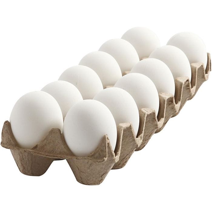 Eieren, H: 6 cm, wit, 12stuk/ 1 doos