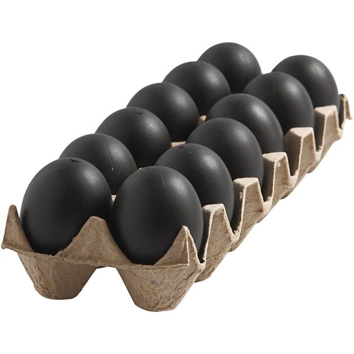 Eieren, H: 6 cm, zwart, 12 stuk/ 1 doos
