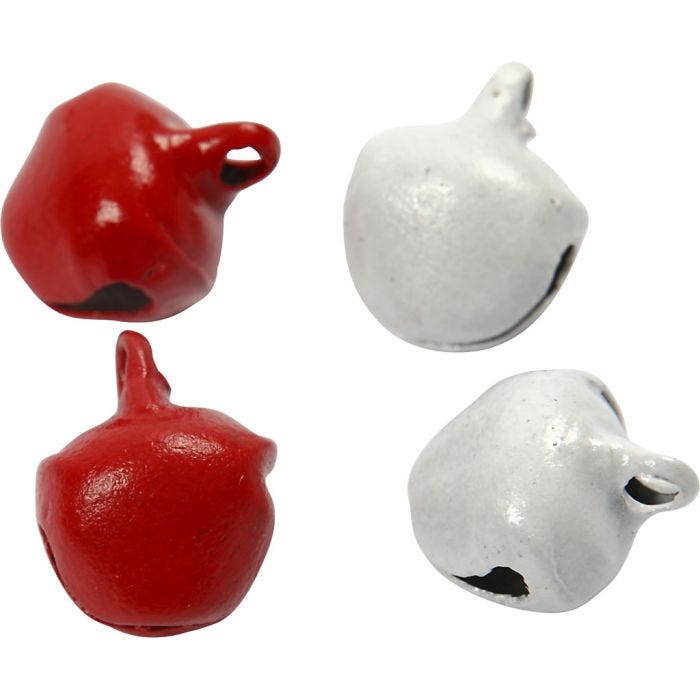 Belletjes, 8 mm, rood/wit, 50stuk/ 1 doos